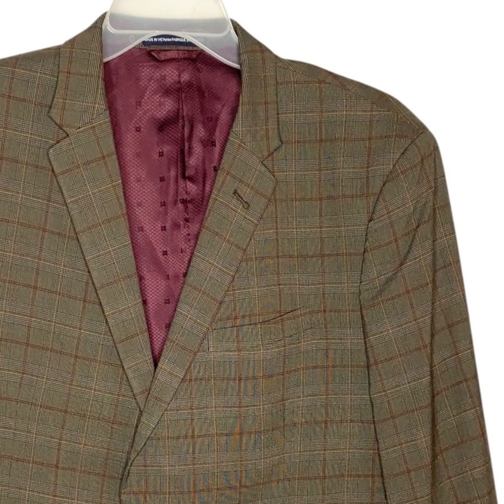 Ben Sherman Plectrum Mens 46R Brown Plaid 2 Button Sports Coat Blazer